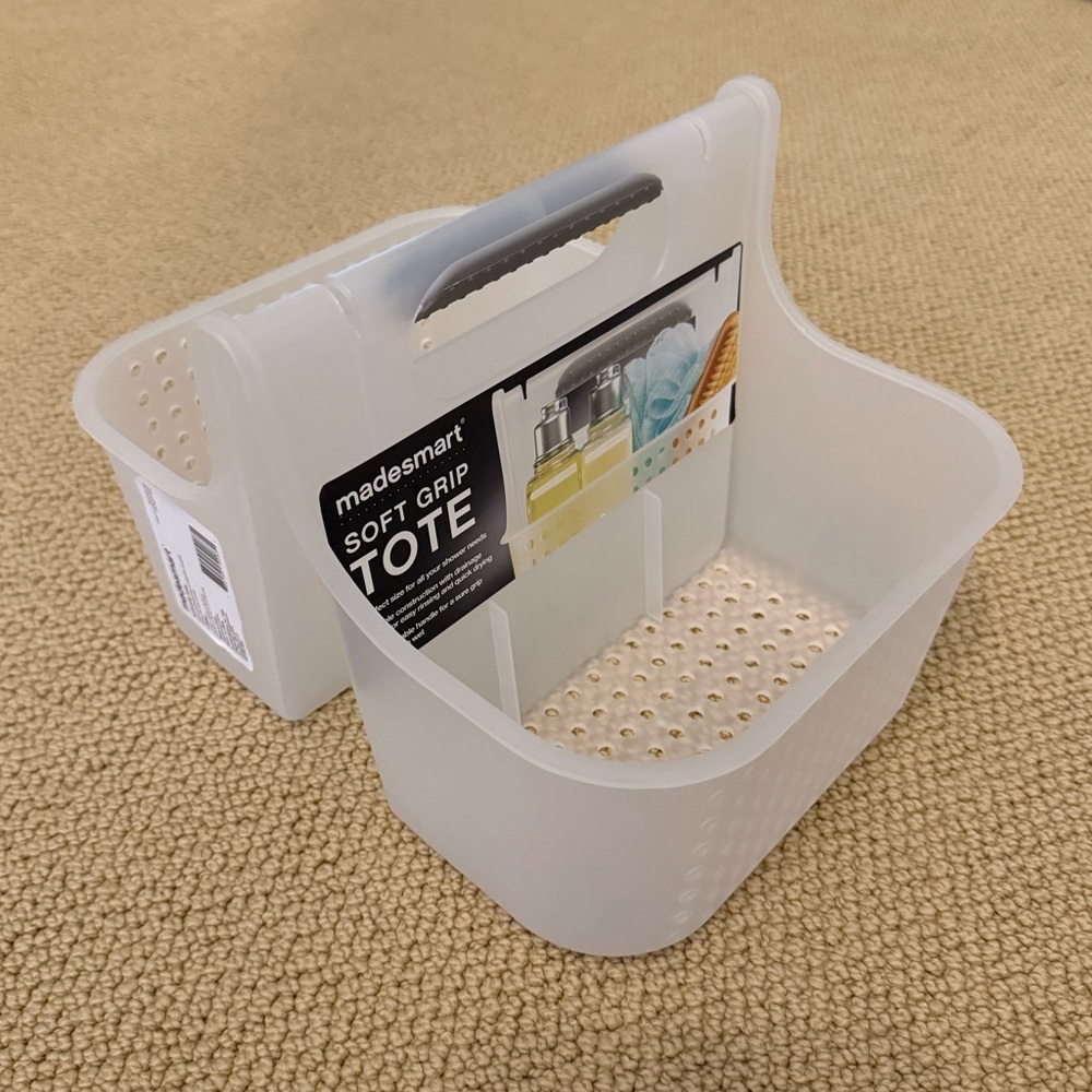 soft grip 2 compartment clear tote - the container store (madesmart)!